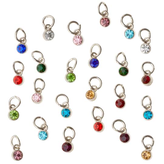 Mini Rhodium-Colored Glass Charm Mix by Bead Landing™